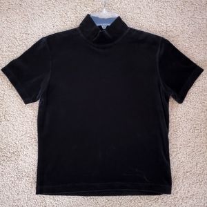 Liz Claiborne - Vintage Liz Sport Velvet Mock Turtleneck, Short Sleeve, Size M